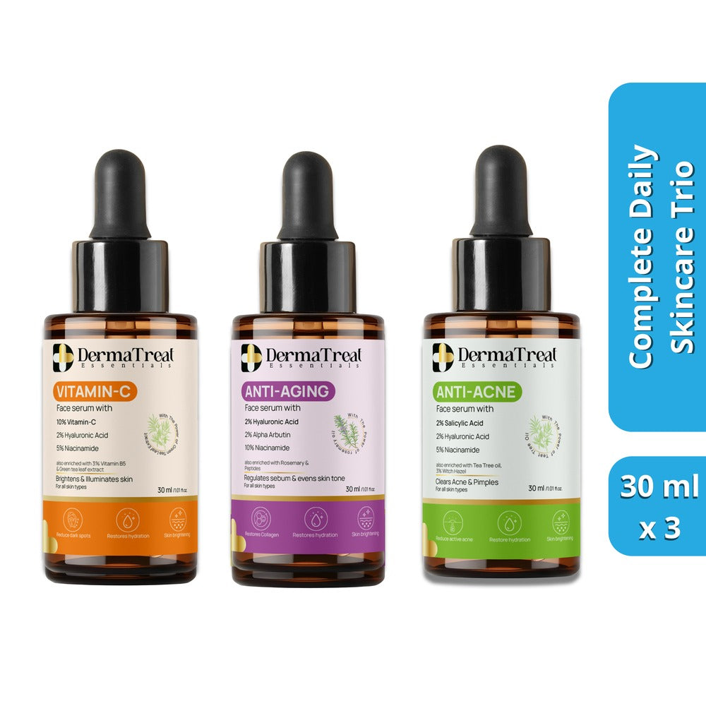 Complete Face Serum Combo – 30ml Anti Acne, Vitamin C & Anti Aging | Daily Skincare Trio (Set of 3)