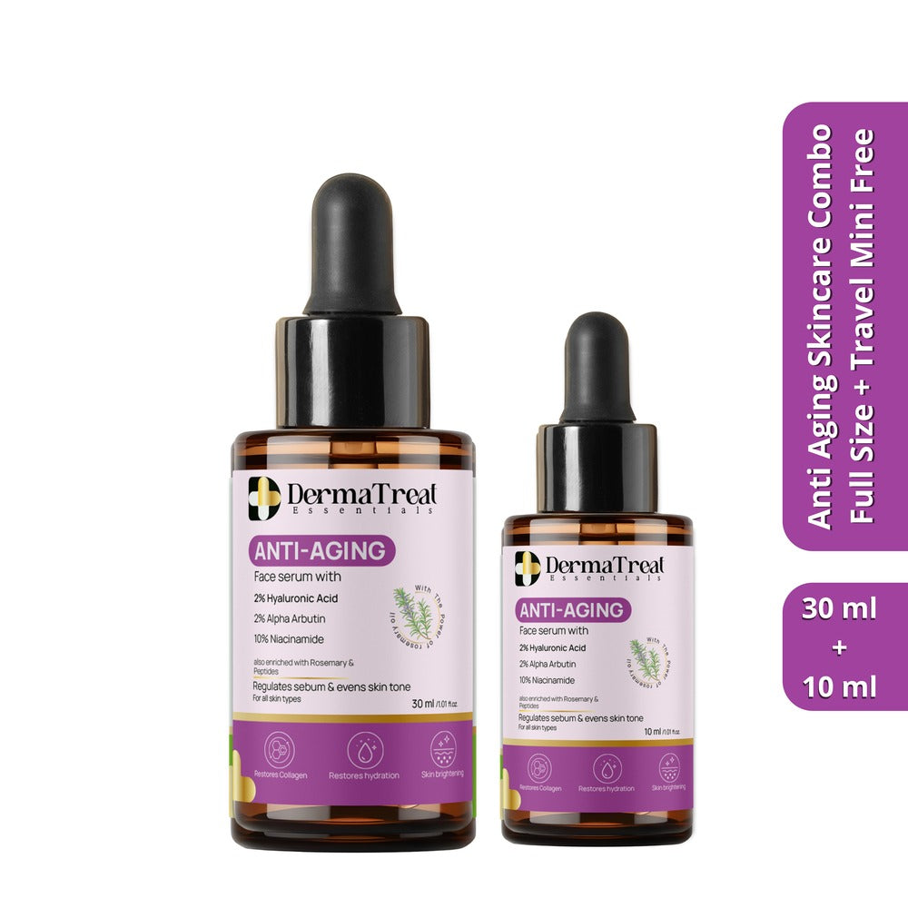Anti Aging Skincare Combo – Full Size Serum 30ml + Travel Mini 10ml Free | Wrinkle Care | Skin Tightening | Collagen Boost & Hydration | Reduces Signs of Aging (Set of 2)