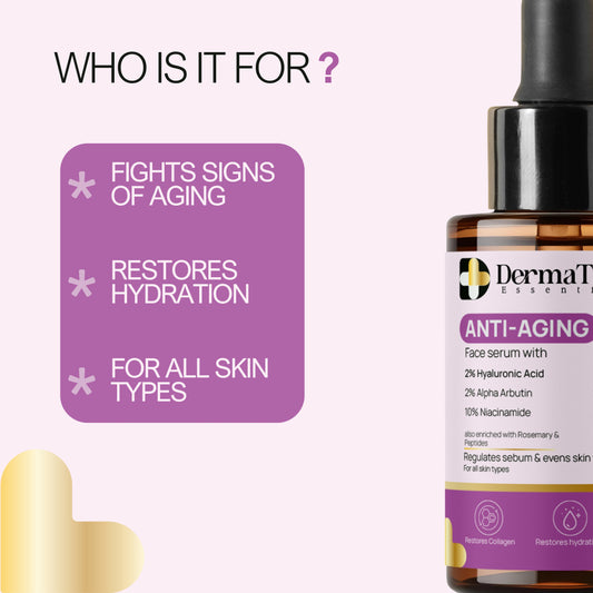 Anti Aging Face Serum with 2% Hyaluronic, 2% Alpha Arbutin, 10% Niacinamide Acid & Peptides For Wrinkles, Hydration, Skin Glow & Elasticity