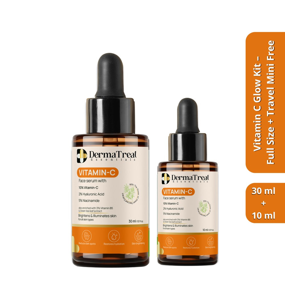 Vitamin C Glow Kit – Full Size 30ml + Free Travel Mini 10ml | For Dull, Uneven Skin Tone | Radiant Skin Care | Antioxidant Boost & Tan Reduction (Set of 2)