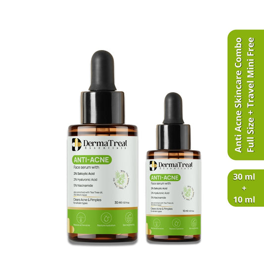Anti Acne Skincare Combo – Full Size Serum 30ml + Travel Mini 10ml Free | Oil Control & Pimple Care Combo | For Acne-Prone Skin (Set of 2)