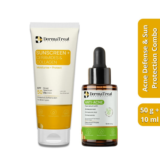 Acne Defense Duo – Anti Acne Serum 10ml + SPF 50 Sunscreen | Pimple Care & Sun Protection | Travel-Friendly Skincare (Set of 2)