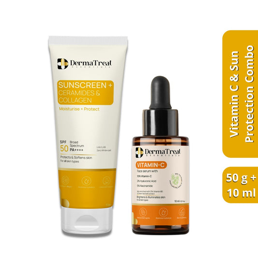 Vitamin C Skincare Combo – Vitamin C 10ml  Serum + Sunscreen | Sun Protection & Radiant Skin | Travel-Friendly Skincare (2 in Set)