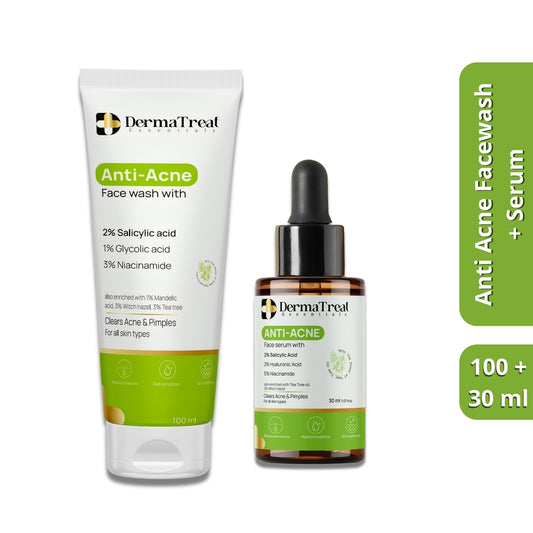 Anti Acne Skincare Duo – Facewash & Serum for Oily, Acne-Prone Skin | Clears Pimples, Controls Oil (Set of 2)