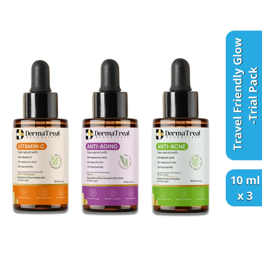 Face Serum Trial Kit – Anti Acne, Anti Aging & Vitamin C | Travel-Friendly Glow Pack (Set of 3)